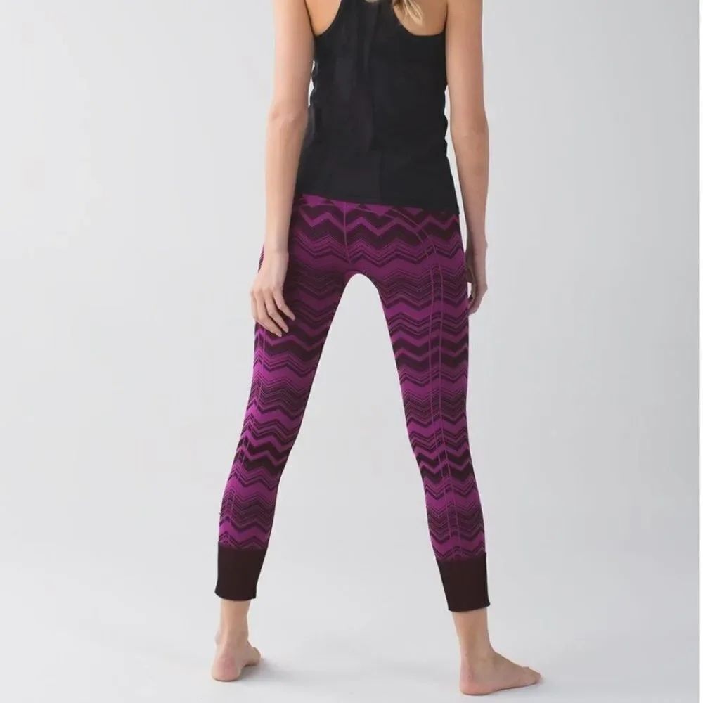 Lululemon Ebb to Street Pant Heathered Regal Plum ZigZag Leggings Womens 4